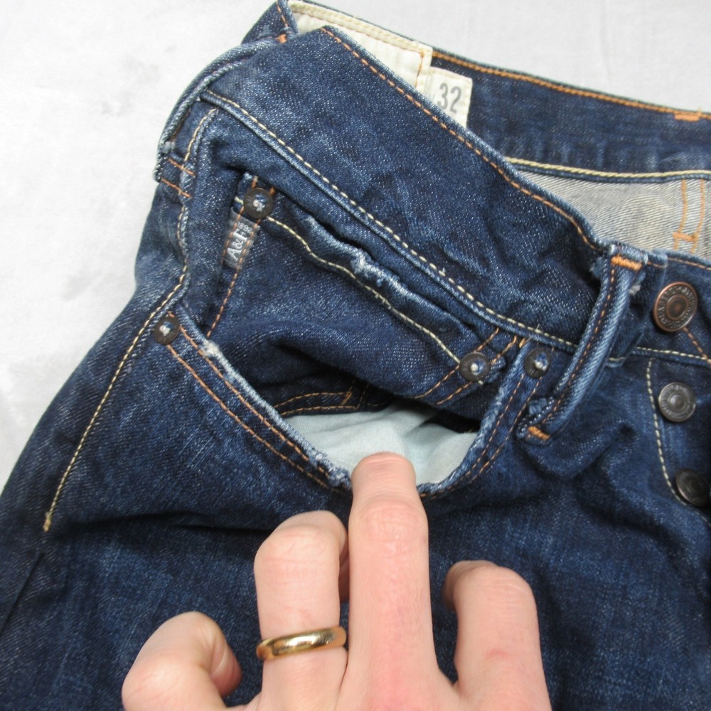 Abercrombie & Fitch Jeans Mens 32x32 Baggy Button Fly Relaxed Classic Y2K Heavy - Picture 4 of 16